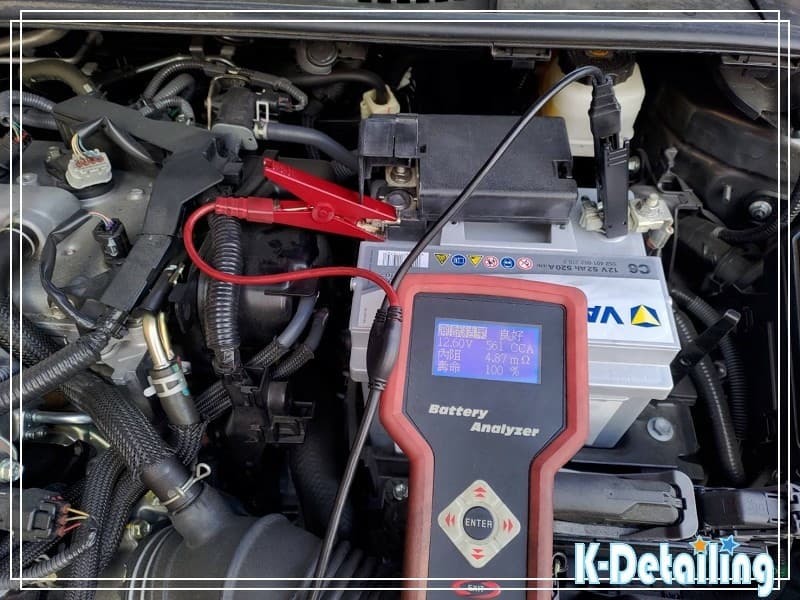 Altis 電瓶更換後靜態效能測試顯示電壓 12.60V 冷啟動電流 561CCA 內阻 4.87 電瓶壽命100%