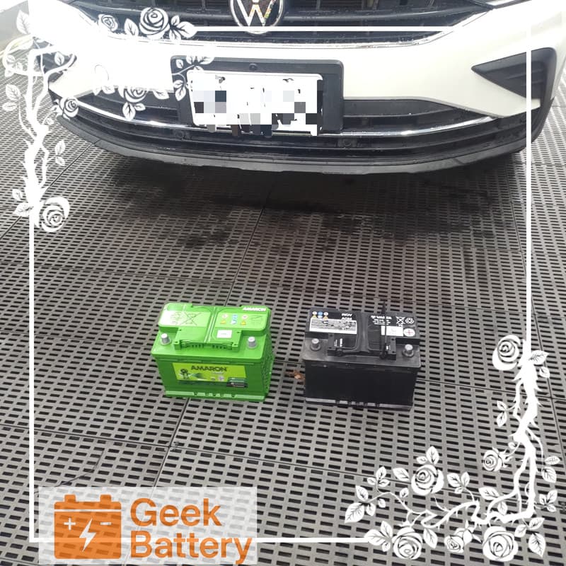 Volkswagen 福斯 2024年式 48V 輕油電 TIGUAN電瓶更換前新舊電瓶對照圖