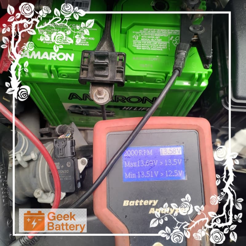 SIENTA電池 更換車上發電機重負載重複測試顯示電壓 13.58V 效能正常