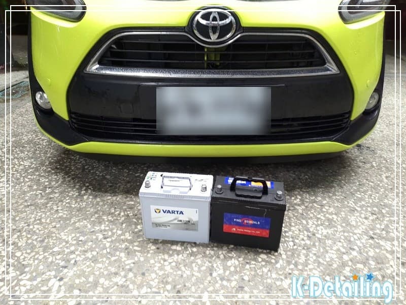 TOYOTA SIENTA 電瓶更換案例，原廠46B24LS升級VARTA 80B24LS EFB電瓶規格對照