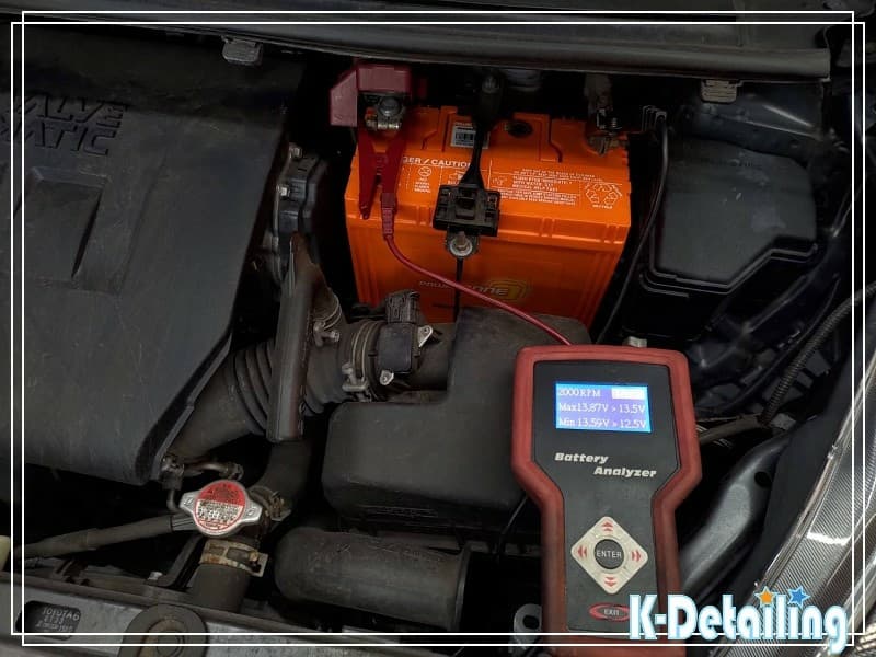 TOYOTA Sienta 更換電瓶：發電機模擬低負載測試顯示電壓 13.75V