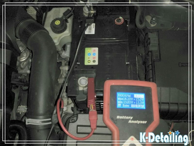 福斯 Golf MK6 發電機低負載回充檢測：電壓達 14.02V 運作正常