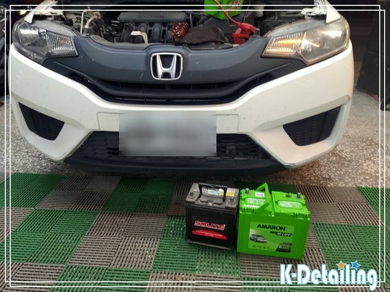 HONDA FIT  更換電瓶現場新 55B24L 舊 40B19L 規格與尺寸對照圖