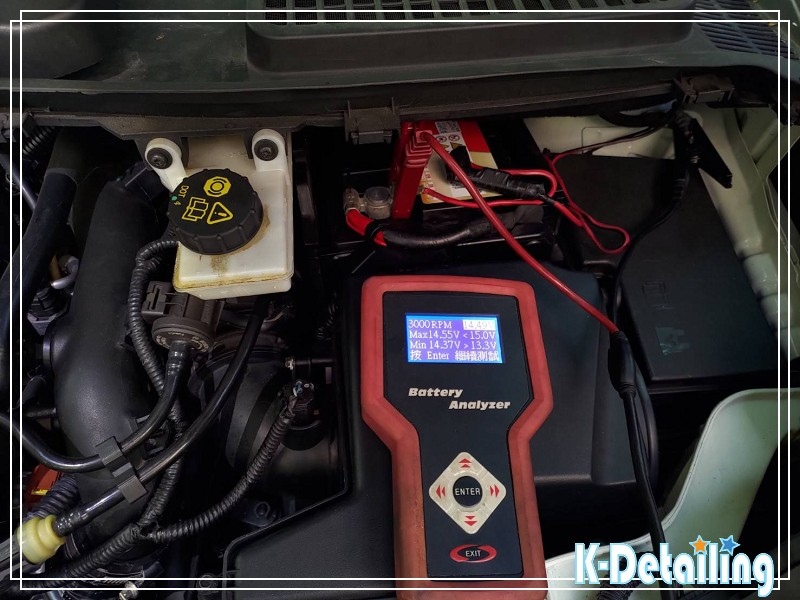 KUGA MK2 電瓶更換後發電機低負載狀態回充測試電壓 14.49V