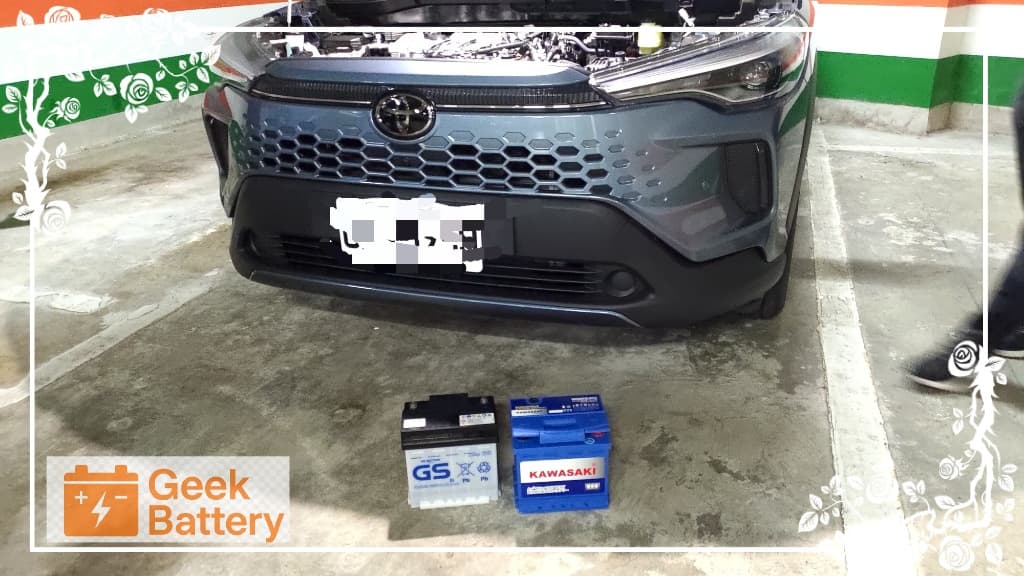 TOYOTA COROLLA CROSS 原車 GS 345LN1 45Ah 電瓶與全新 Kawasaki LN1 50Ah 銀合金電瓶對照圖