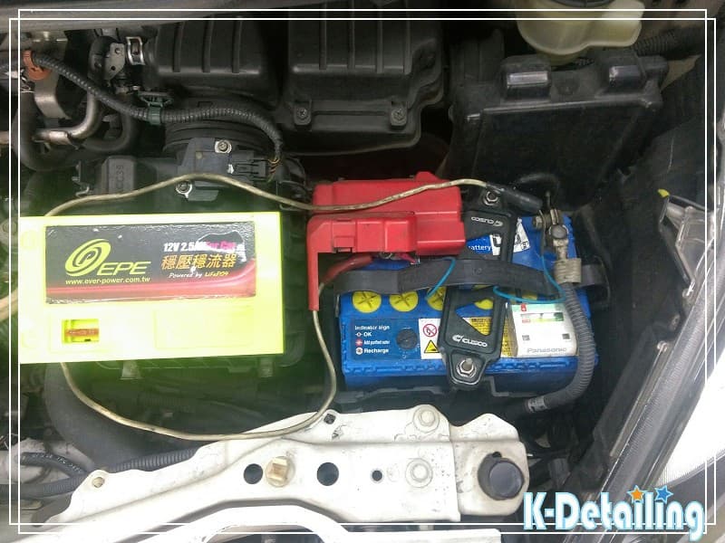原車上 Panasonic 60B19L 電瓶並聯穩壓穩流器實況