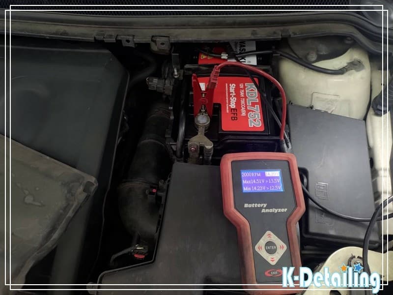 FORD FOCUS MK2.5 TDCI 發電機 2000 RPM 轉速檢測數據，回充電壓 14.21V 正常平穩