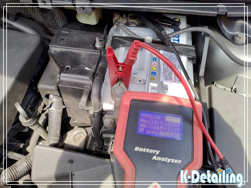 FOCUS MK2 靜態與高轉速發電機檢測，3000 RPM 回充電壓 13.77V 表現正常