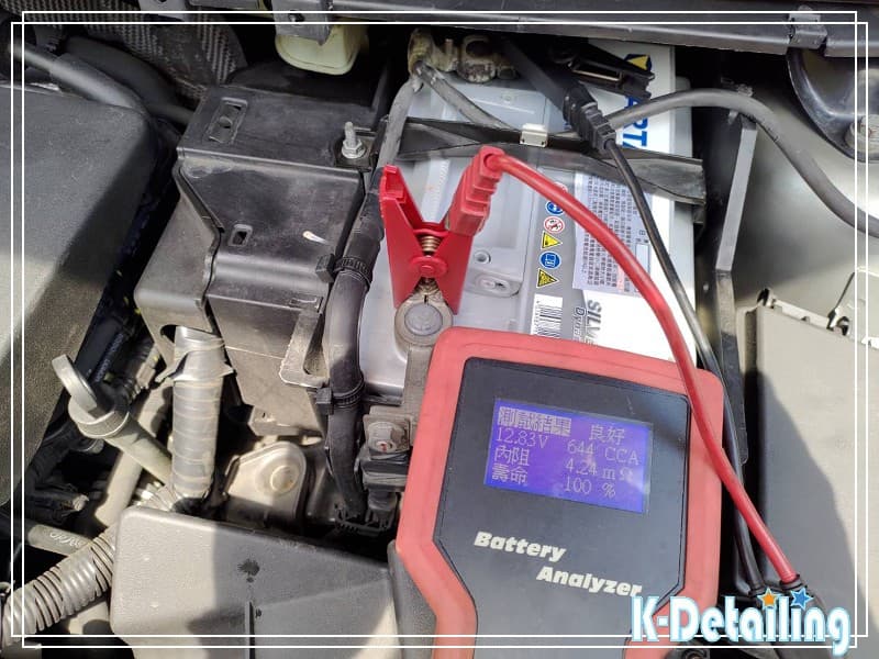 全新 VARTA LBN2 銀合金電瓶靜態檢測，電壓 12.83V、冷啟動電流 644CCA、內阻 4.24mΩ 狀態極佳