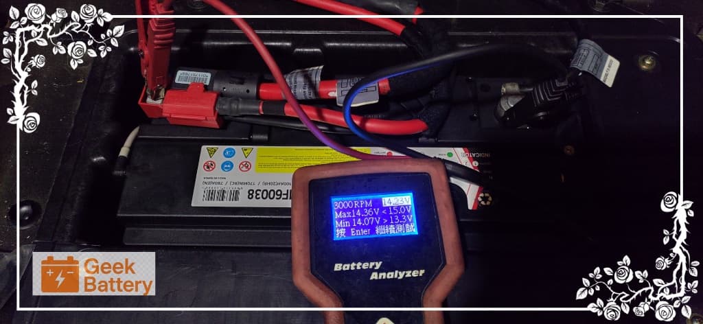 2004 BMW X5 E53 發電機 3000 RPM 負載測試，實測充電電壓 14.23V