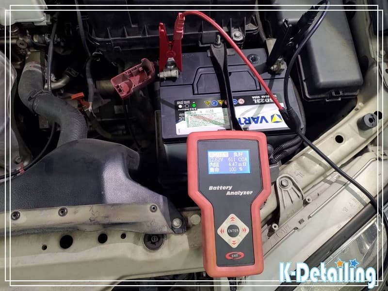 全新 VARTA 75D23L 電瓶靜態數據實測，電壓 12.62V、冷啟動電流 611 CCA、內阻 4.47mΩ