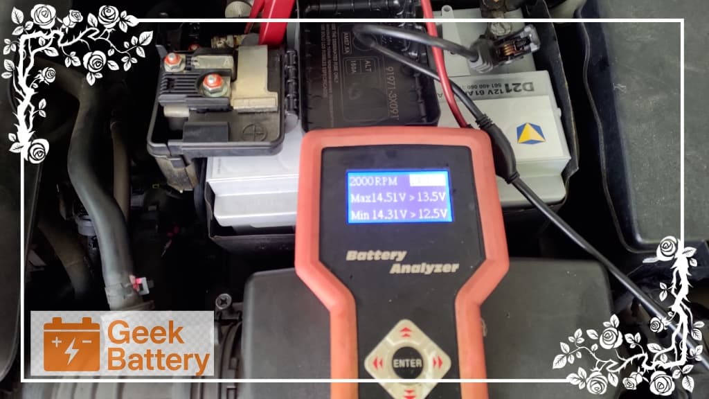 HYUNDAI Elantra 發電機 2000RPM 回充測試，實測電壓 14.42V 回充正常