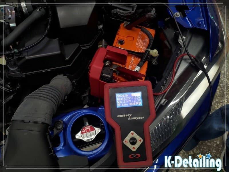 Honda FIT 發電機 3000 RPM 回充測試，實測回充電壓 14.47V 數據正常