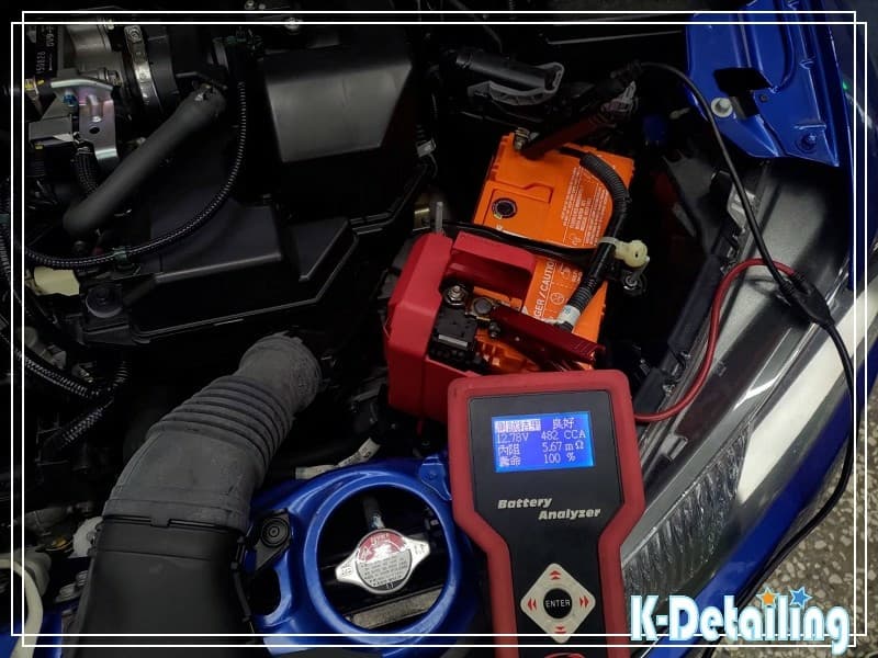全新 Power Zone 55B24L 電瓶靜態數據實測，電壓 12.78V、冷啟動電流 482CCA、內阻 5.67mΩ