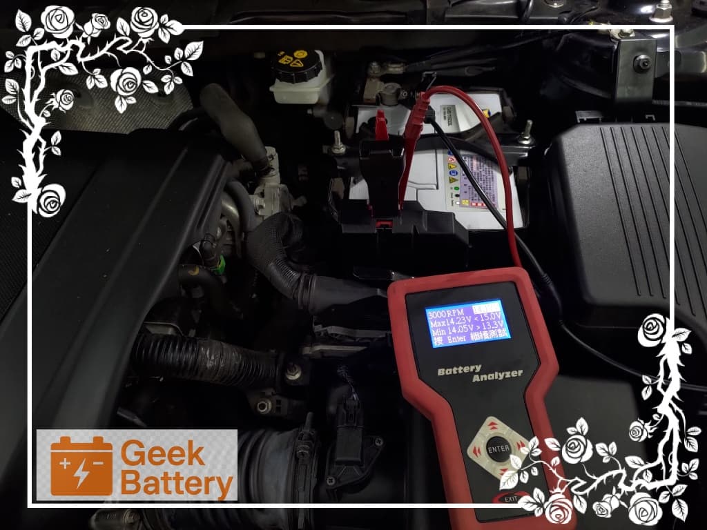 MAZDA CX-5 換裝新電瓶進行發電機 3000 RPM 動態回充測試，電壓 14.17V 正常