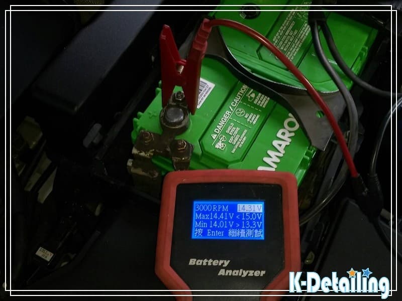 MAZDA3 發電機 3000 RPM 回充測試 14.31V 2006 MAZDA3 發電機 3000 RPM 回充測試電壓 14.31V
