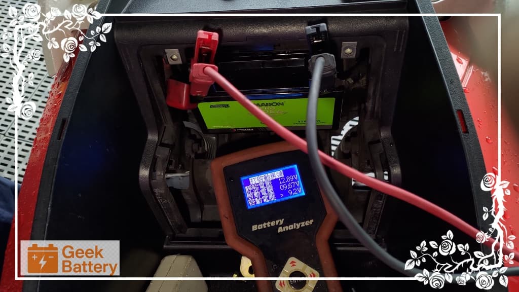 新 AMARON 電瓶啟動測試顯示 9.67V