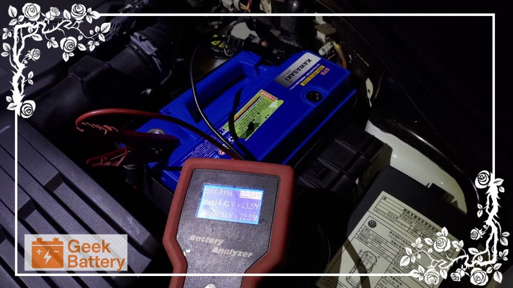 VW Tiguan 發電機 2000 RPM 回充壓測試，實測數據 12.59V 平穩運作