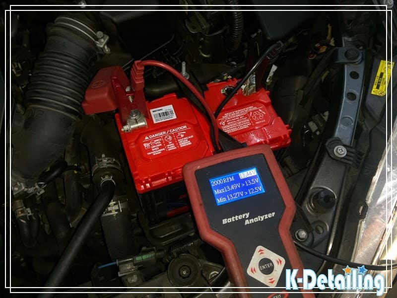 Toyota WISH 發電機 2000 RPM 回充測試，實測回充電壓 13.44V 正常