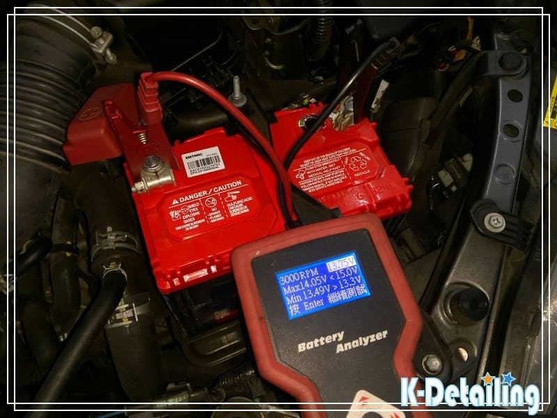 Toyota WISH 發電機 3000 RPM 回充測試，實測回充電壓 13.75V 正常